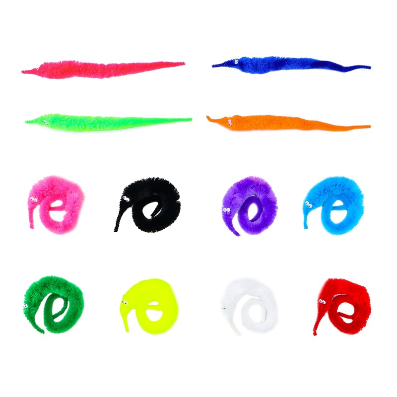 wju LOREC Pack of 12 Colorful Worm Toys Magic Worm Worm Toys Magic Plush Twisty Worm Wiggle Moving for Birthday Party Bags Gift Party Carnival Party Favors, Children and Cats