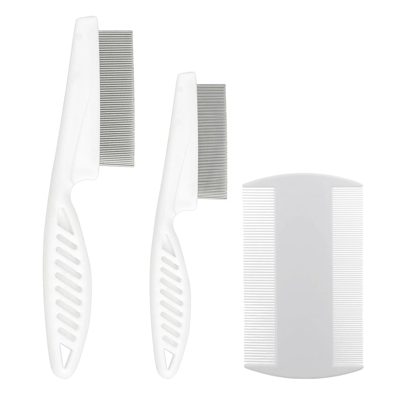 3 Pcs Pet Comb, Pet Flea Comb, Stainless Steel Pet Flea Comb, Pet Hair Comb, Double Row Flea Comb, Used for Removing Floating Hair, Lice Cleaning, etc. (White)
