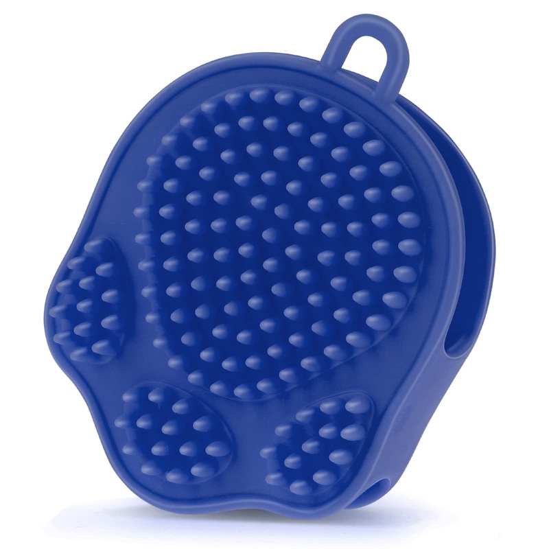 Cobee Dog Cat Bath Brush, Rubber Pet Grooming Brush 2-in-1 Puppy Massage Brush, Soft Hair Grooming Cleaning Brush for Long Short Hair (Blue) Blue