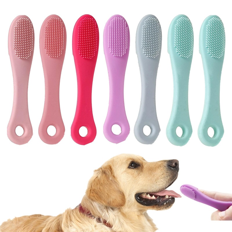 DELITLS 7 PCS Dog Toothbrush Silicone Bristles Pet Toothbrush Colored Finger Toothbrush Oral Cleaning Tool for Pets Dog Dental Care (7 pieces, colorful, 4.13 x 0.98 x 0.59 inches) 4.13 x 0.98 x 0.59 inches 7 pieces, colorful