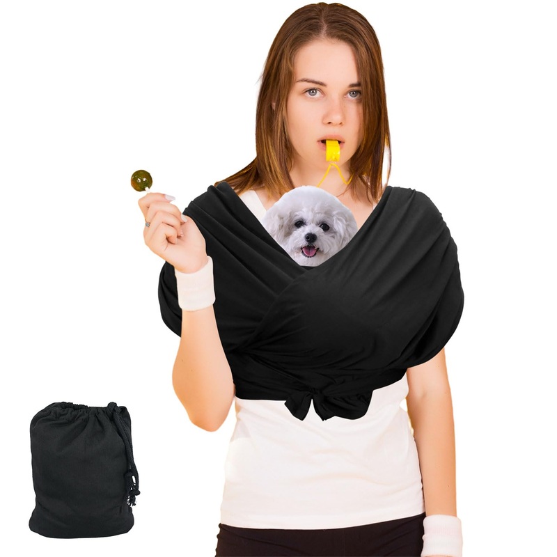 Dog Carriers Sling for Small Dogs, Double Shoulder Dog Front Pack Hands Free Cat Wrap Carrier with Storage Bag Soft Baby Pet Holder for Chest Reduce Back Discomfort