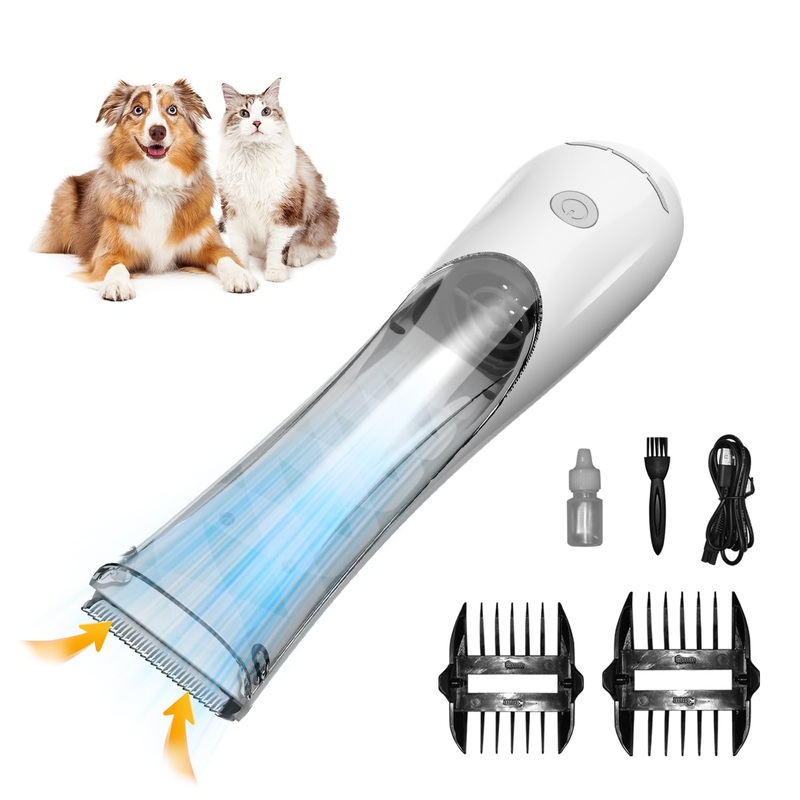 Dog Clippers for Grooming Dog Hair Trimmer Kit Vacuum Dog Clippers 3-Speed Low Noise Rechargeable Cordless Pet Shaver Clippers Tools for Small & Large Dogs Cats