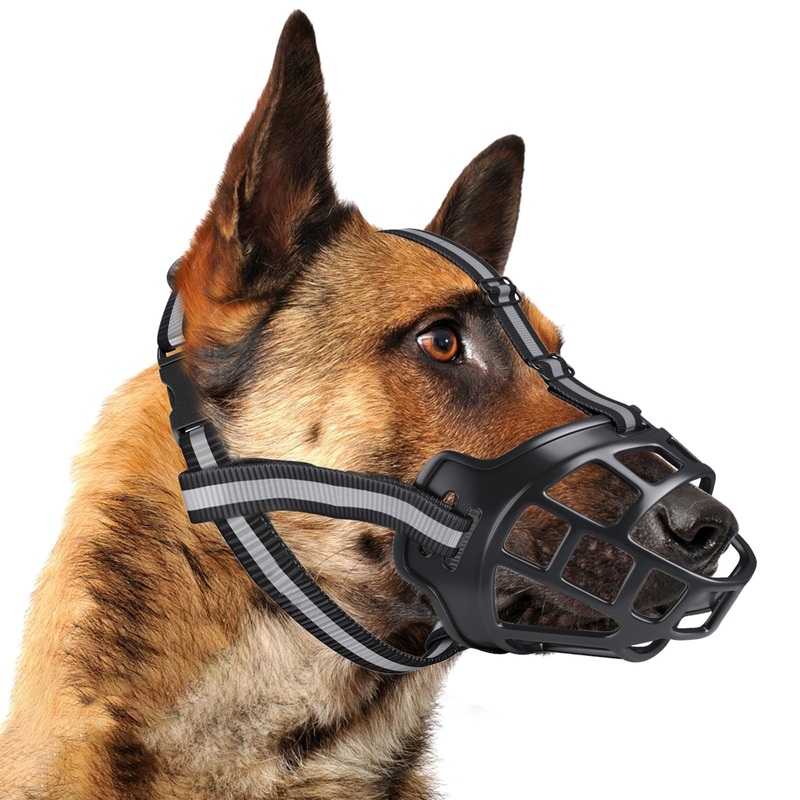 Dog Muzzle, Breathable Basket Muzzle for Small, Medium, Large and X-Large Dogs, Stop Biting, Barking and Chewing, Perfect for Grooming and Training Aggressive Reactive Dogs