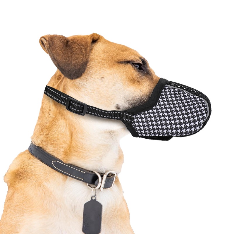 Dog Muzzle Breathable Mesh Dog Mask Adjustable Puppy Muzzles Soft Nylon Covered Muzzles Prevent Biting Chewing and Licking for Small Large Sized Dog