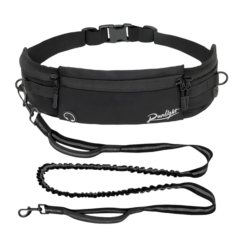 Hands Free Dog Leash Bungee Leash for Medium Large Dogs Retractable Dog Running Leash Adjustable Waist Belt Waist Leash for Dog Walking (Black) Black
