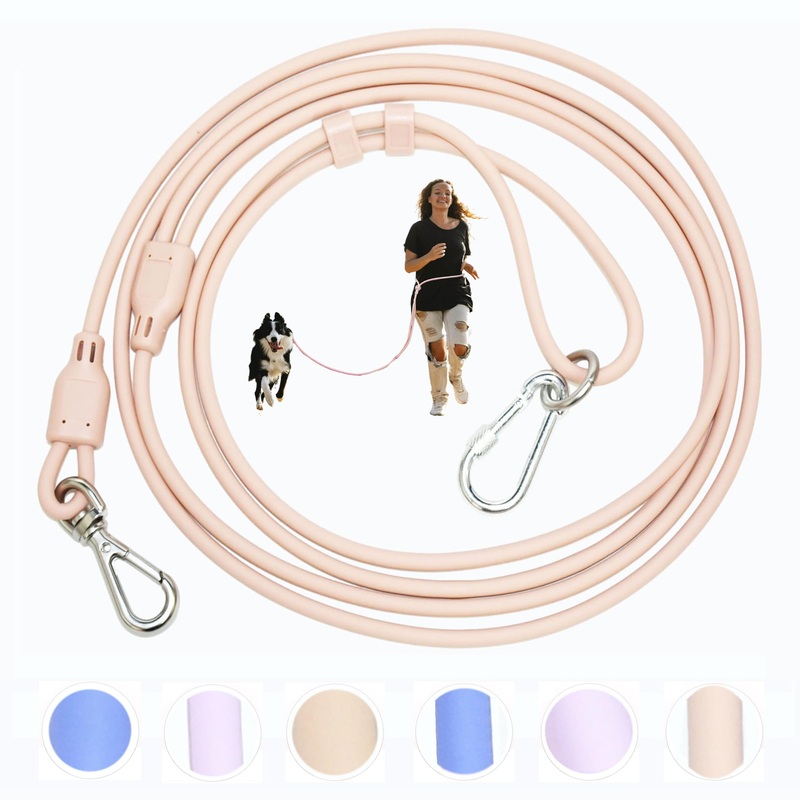 Hands Free Dog Leash Crossbody Dog Leash 8FT 9-in-1 Multifunctional Waist Leash for Dog Walking Adjustable Waterproof Dog Leash for Running Walking Jogging (Small, 8-20 lbs, Flesh Pink) Small – 6mm Diameter – 8-20lbs
