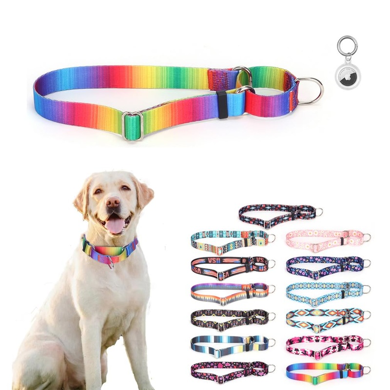 Martingale Dog Collars – Reflective No Pull Nylon Puppy Pet Dog Collar with Quick Release Buckle Training Adjustable for Small Medium Large Breed Girl Boys,Multi Color M Multi Color Medium 15.7-21″(40-54cm)