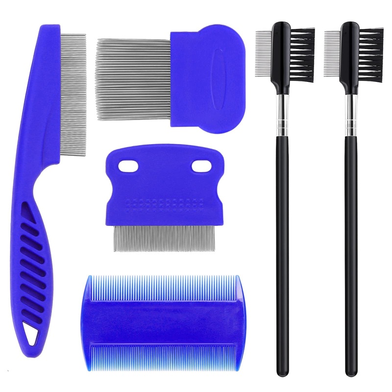 Molain Dog Tear Stain Remover Comb, 6 Piece Flea Comb for Cats Dogs Eye Comb Brushes Pet Double Sided Comb for Kittens and Puppies