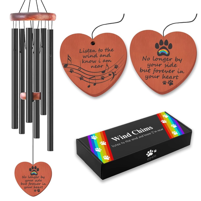 Pet Memorial Gifts – Dog Memorial Wind Chimes 32″ Dog Loss Sympathy Gift Cat & Dog Wind Chimes for Outside/Indoor Dog Passing Away Gifts in Memory of Dog