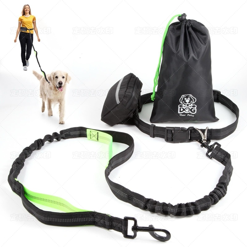 Reflective Running Traction with Waist Belt Dog Leash with D-Ring Buckle + Zinc Alloy Hook Perfect for Running/Walking Your Dog Great for Both Small and Big Dog Breads. (Green) Green