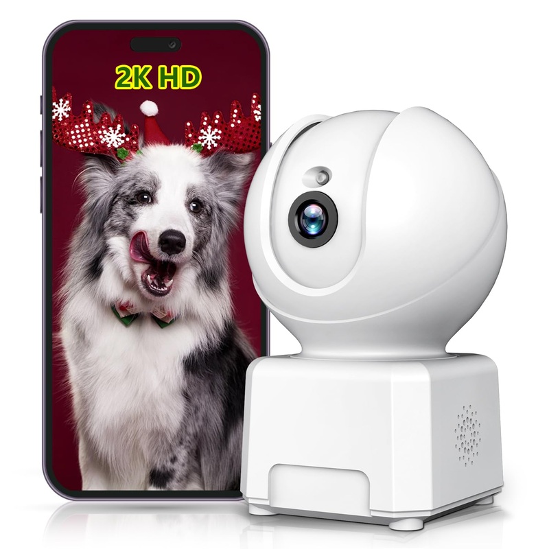 RichLanton Pet Camera,2K HD Dog Camera with Phone App,2.4GHz WiFi Camera for Home Indoor Security 360 Pan Tilt with AI Human Detection, Baby Monitor with Sound Detection, 2-Way Talk, Night Vision 3MP