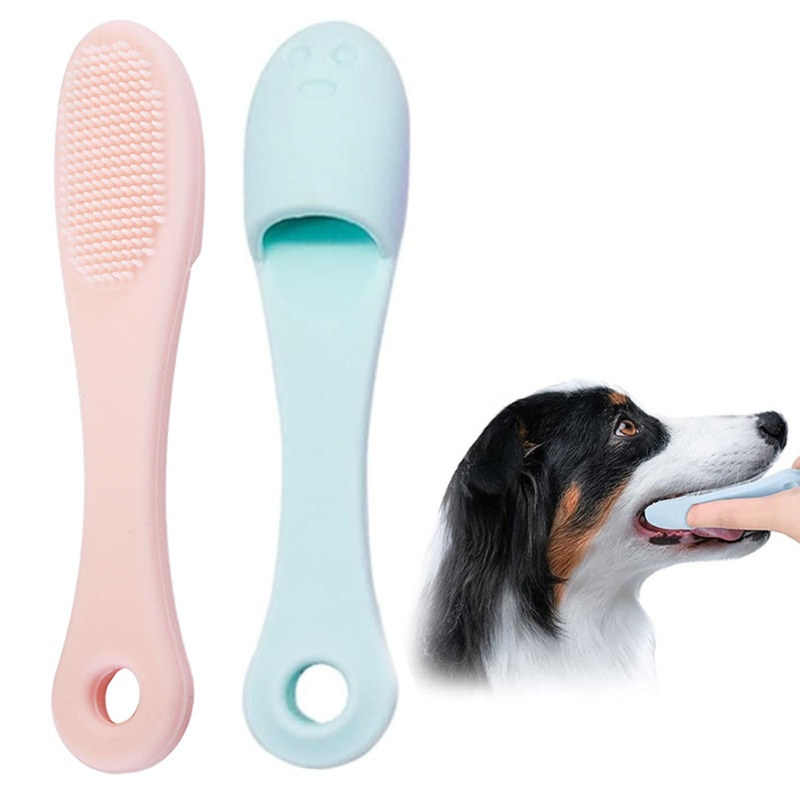 Set of 2 dental care dog, dog toothbrush, finger toothbrush dog, dog toothbrush for small dogs, silicone finger toothbrushes, dental care, for dogs cats dental care (blue + pink)