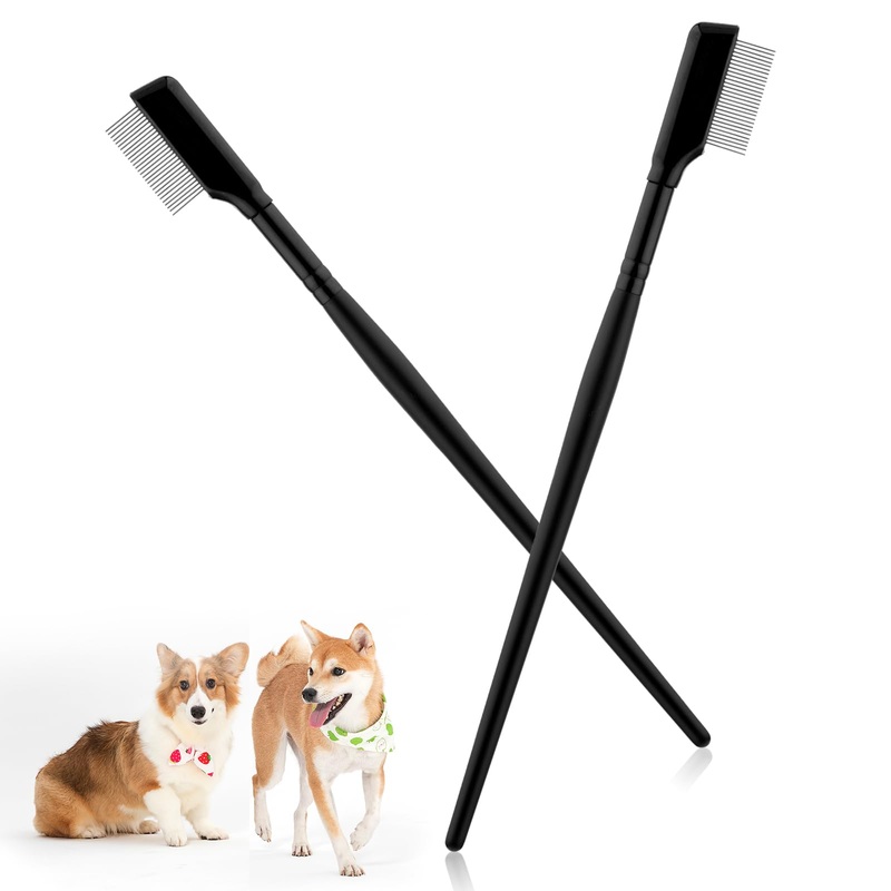 simarro flea comb for dogs, pack of 2, dog tear stain remover comb, flea comb for cats, multifunctional grooming comb for removing crusty mucus and fleas