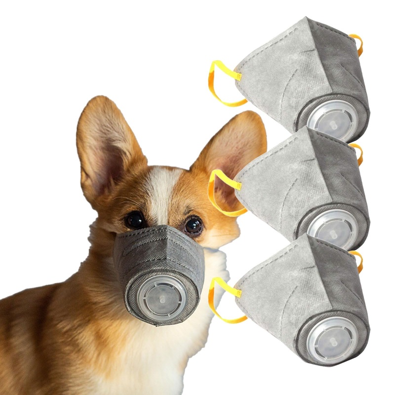 SJJH Dog Filter Muzzle, Pet Protective Respirator, Anti Dust Breathing Mask, Smog Filter 3pcs(S) Small