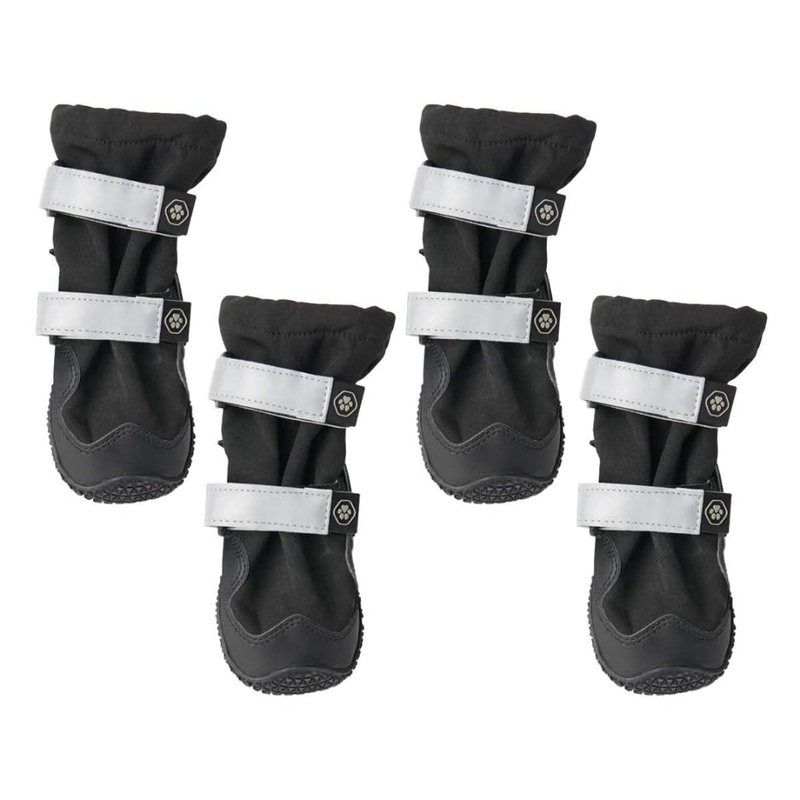 Spark Paws Flex Shell Water-Resistant Dog Boots – Paw Protection for All Seasons – Water Resistance, Durable Sole and Reflective Straps – Black – D