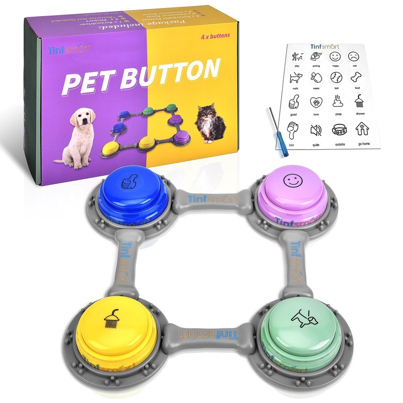 Tinfsmart Dog Button Talk Kit, 4 Pack Pet Talking Button Set, Speaking Button for Dogs and Cats, 30s Voice Recordable Pet Training Buzzer (Style-a [4packs]) Style-a [4packs]