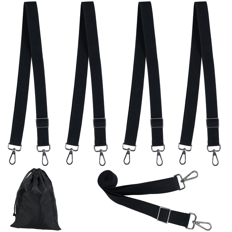 Tugaizi Horse Blanket Leg Straps 4 Pcs Adjustable Elastic Leg Straps for Horse Blanket with Metal Double Swivel Snaps Stretchy Horse Leg Belly Replacement Straps for Winter, Black