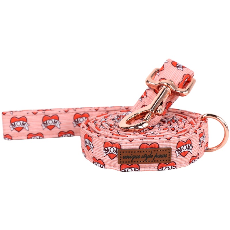 Unique Style Paws Valentiene’s Day Dog Leash Heart Print Cotton Dog Leashs Leash for Small Medium Large Dogs New mom love-leash