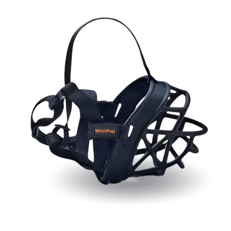 Whirlpup- Ultra Dog Muzzle-, Prevents Chewing and Biting, Basket Allows Panting and Drinking-Comfortable, Humane, Adjustable, Lightweight, Durable (Size 5) Size 5