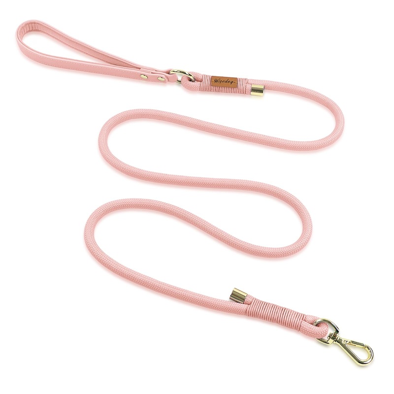 Wisedog Polyester Rope Dog Leash Heavy Duty with Soft Comfortable Padded Handle, Durable Stylish Braided Pet Leash 5 Ft/6 Ft for Small Medium Large Dogs (Gossamer Pink, M|5 ft x 0.5″) M|5 ft x 0.5″ Gossamer Pink