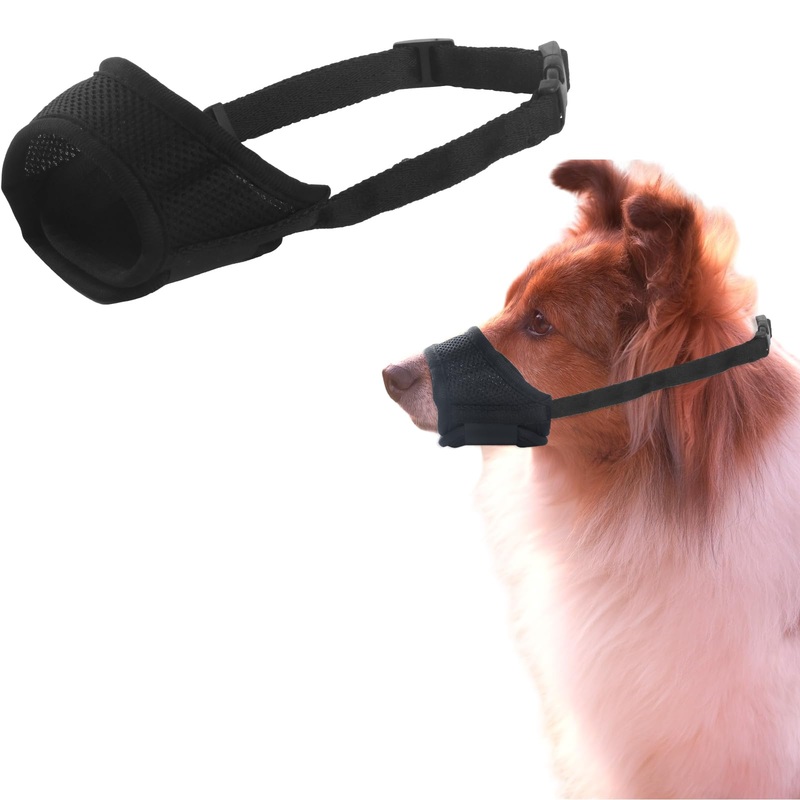 XhjzgcTech Dog Muzzles, Soft Nylon Mesh Dog Muzzle for Small Medium Dogs, Breathable Adjustable Puppy Muzzles, Muzzle for German Shepherd Labrador Husky Anti Biting Barking Chewing -(M)