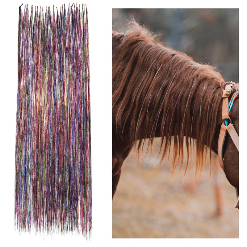 XIHIRCD 25PCS Horse Bling Accessories, 23.6″ Multicolored Glitter Horse Hair Tassel Hair Extensions Horse Mane and Tail Bling Horse Hair Decorations for Western Wedding Bride Horses