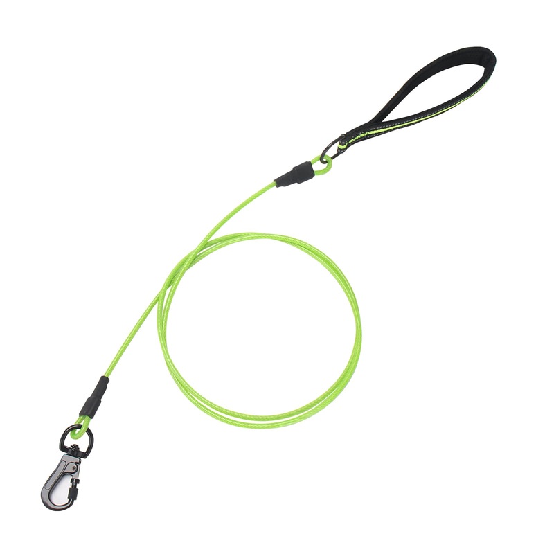 XUYEDOGLSH Chew Proof Dog Leash – 6 FT Metal Dog Leash,Heavy Duty Waterproof Dog Leash Made of Coated Wire Rope,with Cushioned Handle.Chew Resistant,Great for Small,Medium and Large Dogs.(Green) Green 6FT