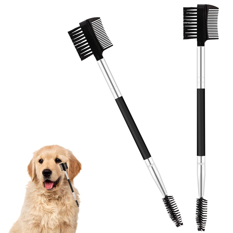 2pcs Double-Headed Dog Eye Comb, Soft Bristles Dog Eye Cleaning Brush Dog Eye Booger Tear Stain Remover for Cat Pet Grooming Tools