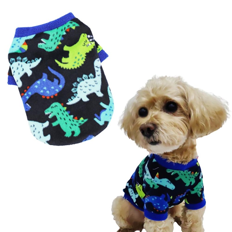 Cat Sweater Dino Dog Sweater Warm Fleece Winter Pullover Dinosaur Pattern Holiday Sweaters for Small Dogs for Cats Only Knitwear (Small)