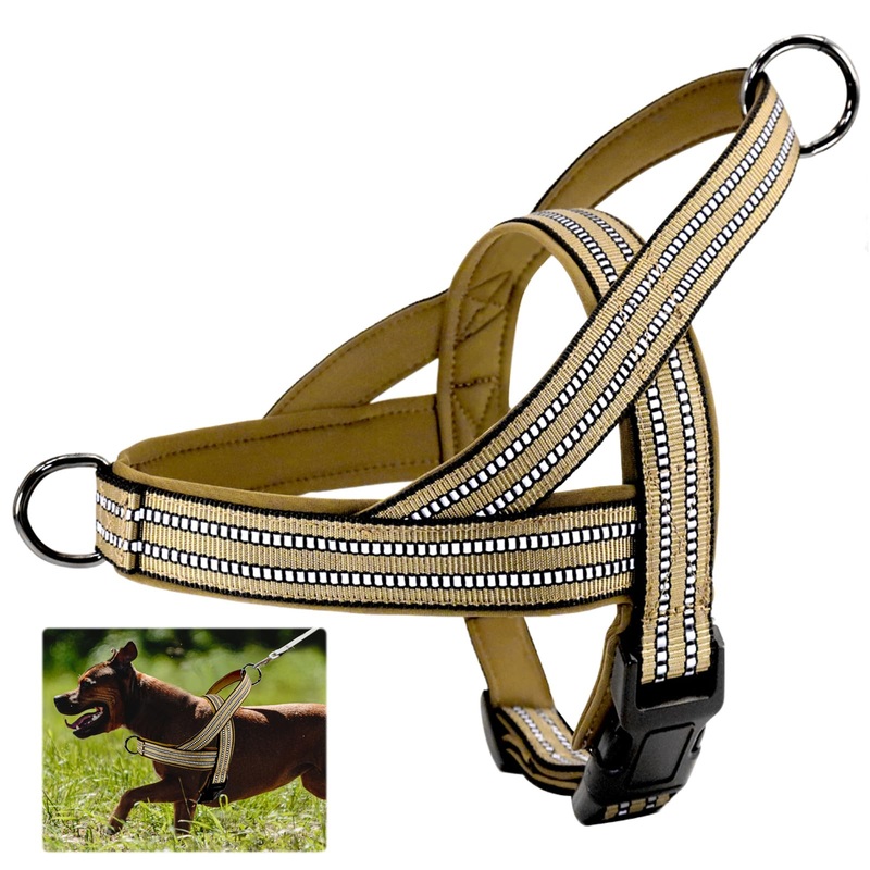 Comfluxe Freedom No Pull Dog Harness for Small Medium Large Dogs,Adjustable Soft Padded&Easy Walk Dog Harness,Reflective Step in Dog Harness with Handle,Easy on Dog Walking Harness(Yellow,L) L Yellow