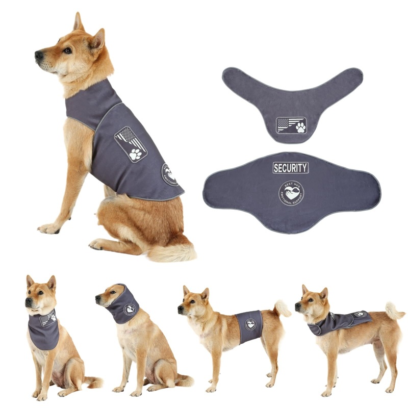 Customizable Dog Shirts: Dog Anxiety Jacket – Thunder Calming Shirt, Surgery Recovery Suit, Quiet Ear Muffs, Scarf, Belly Strap, Backpack All-in-One Pet Apparel Dark Gray XS