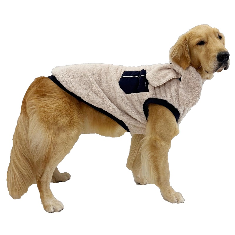 D DOGGY STAR Big Dog Clothes Warm Fleece Sweaters Scarf Set Configuration for Large Medium Small Dogs (6XL,Scf NVY Pkt) Warm Fleece T 6XL Navy Pocket