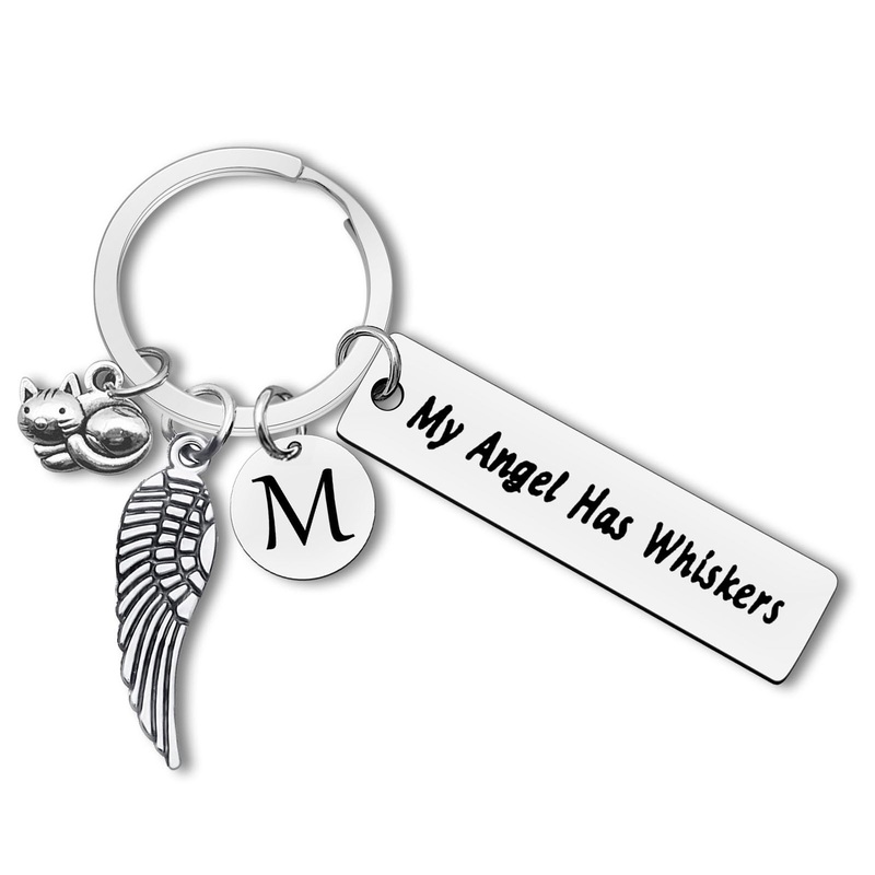 Dabihu Loss of Cat Memorial Keychain Initial Charm Jewelry Sympathy Gifts for Pet Loss in Memory of Cat Gifts for Cat Lovers Owners M