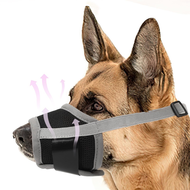 DECYOOL Dog Muzzle,Soft Nylon Dog Muzzle for Large Dogs Labrador, German Shepherd,Air Mesh Ventilation Adjustable Double Layer Velcro Fall-Proof Bite-Proof Bark-Proof Muzzle for Medium Sized Dog