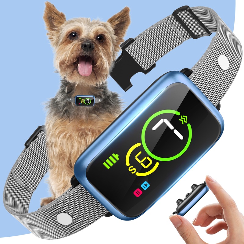 Dog Bark Collar, Bark Collar for Small Medium Mini Dogs, Smart No Shock Anti Barking Training Collar, Automatic Stop Barking Collar with Adjustable Modes Beep Vibration & 7 Sensitivity Aqua