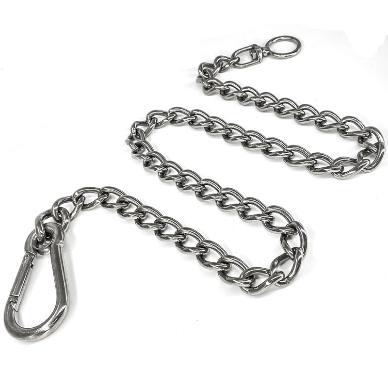 Dog Chain Leash, 304 Stainless Steel Dog Short Lead Metal Heavy Duty Chain DIY Double Dog Leashes Self-Assembly Leashes Extension&Coupler. (304 S/S 32in x 4mm) 304 S/S 32in x 4mm