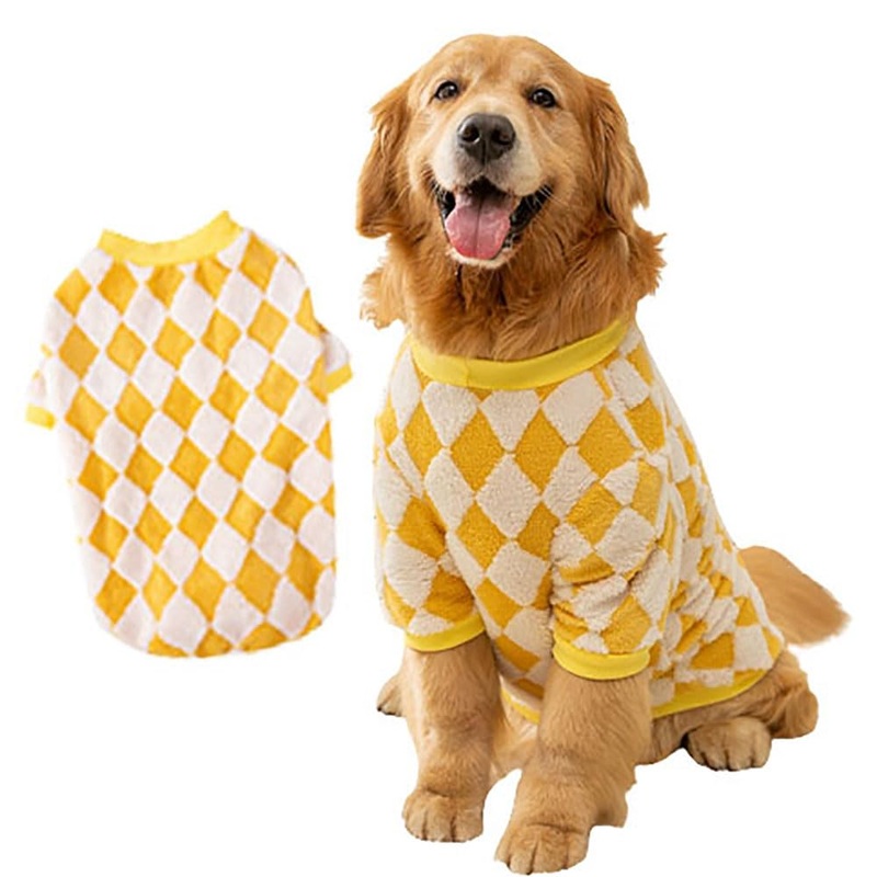 Dog Sweater for Medium and Large Size Dogs, Soft Cold Weather Sweater Dog Winter Jacket for Labrador, French Bulldog, Beagle, Corgi, Boxer, Great Dane (5X-Large, Yellow Plaid) 5X-Large