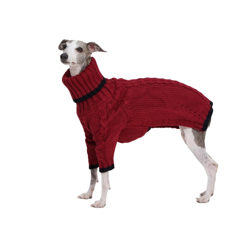ESCCBOO Italian Greyhound Clothes, Warm Sweater for Whippets, Dog Onesie, Two-Legged Turtleneck Warm Sweater for Small Medium Dogs (Medium, Red)