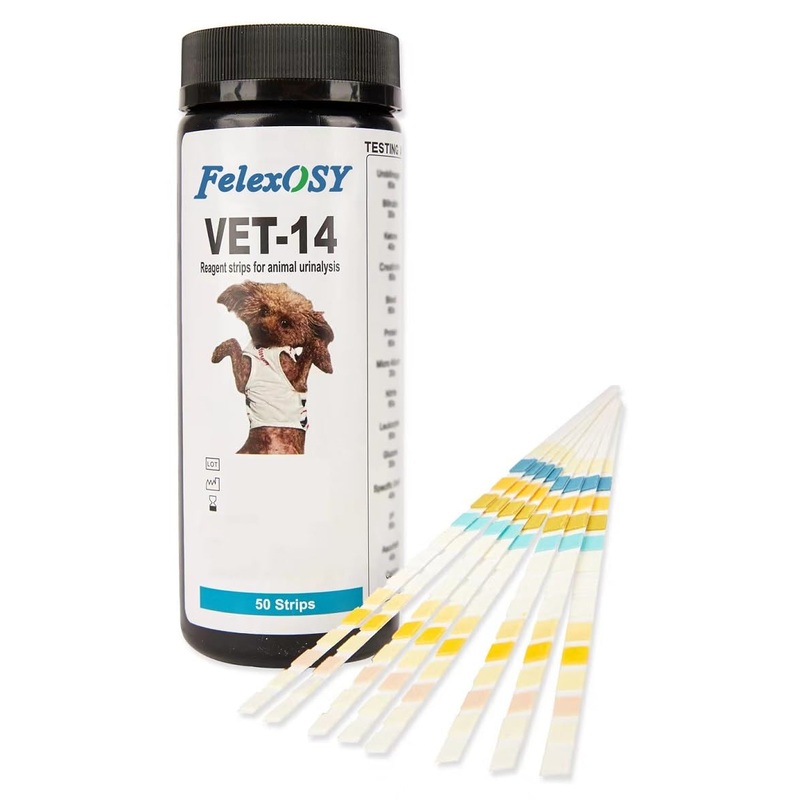 FelexOSY 14 Parameter Pet iUrine-Test Strips for Dogs & Cats- 50 Count