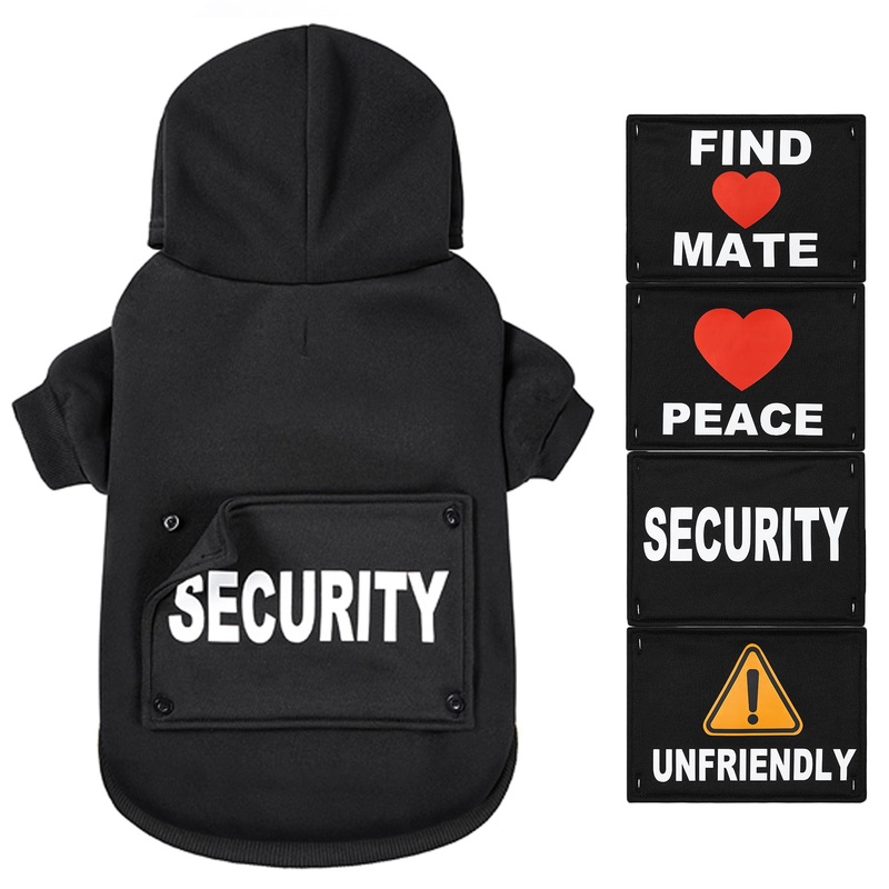 GreenJoy Magic Dog Hoodie with 4 Interchangeable Patterns – Dog Sweater Cold Weather Dog Coat Hooded Sweatshirt for Puppies,Cats, Small Medium Large Dogs (X-Large, Black (Letter Print A)) X-Large Black (Letter Print A)