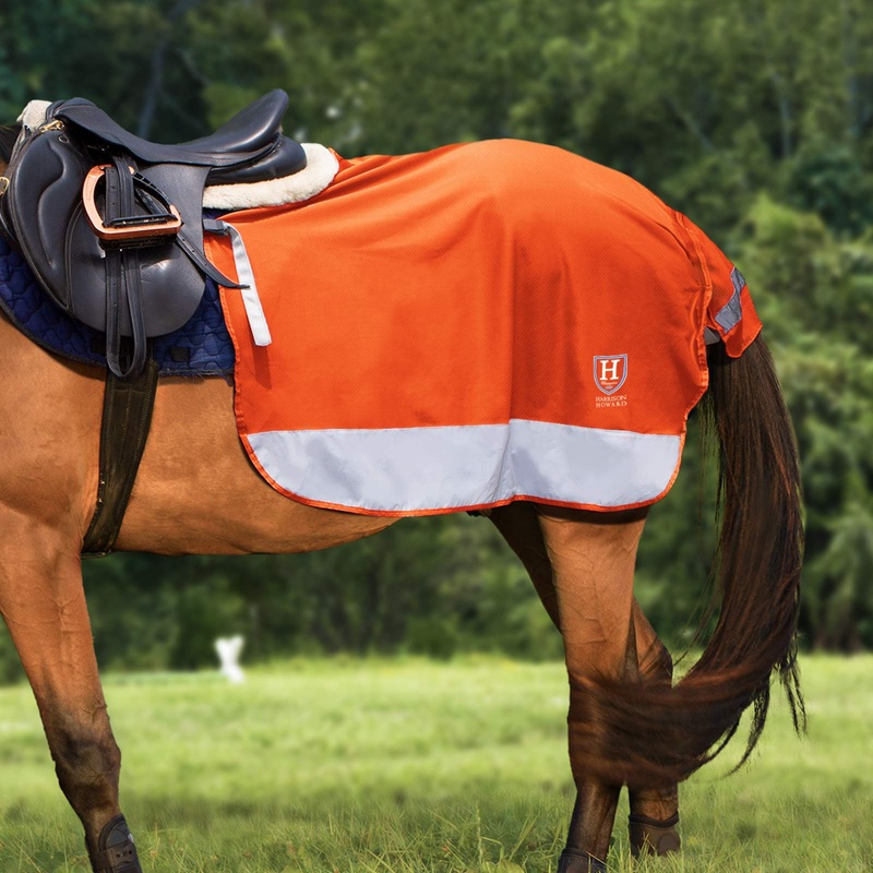 Harrison Howard Quarter Horse Fleece and Mesh Exercise Sheet Breathable Comfort Turnout Horse Blanket Hi-Viz Competition Rug Orange L Large