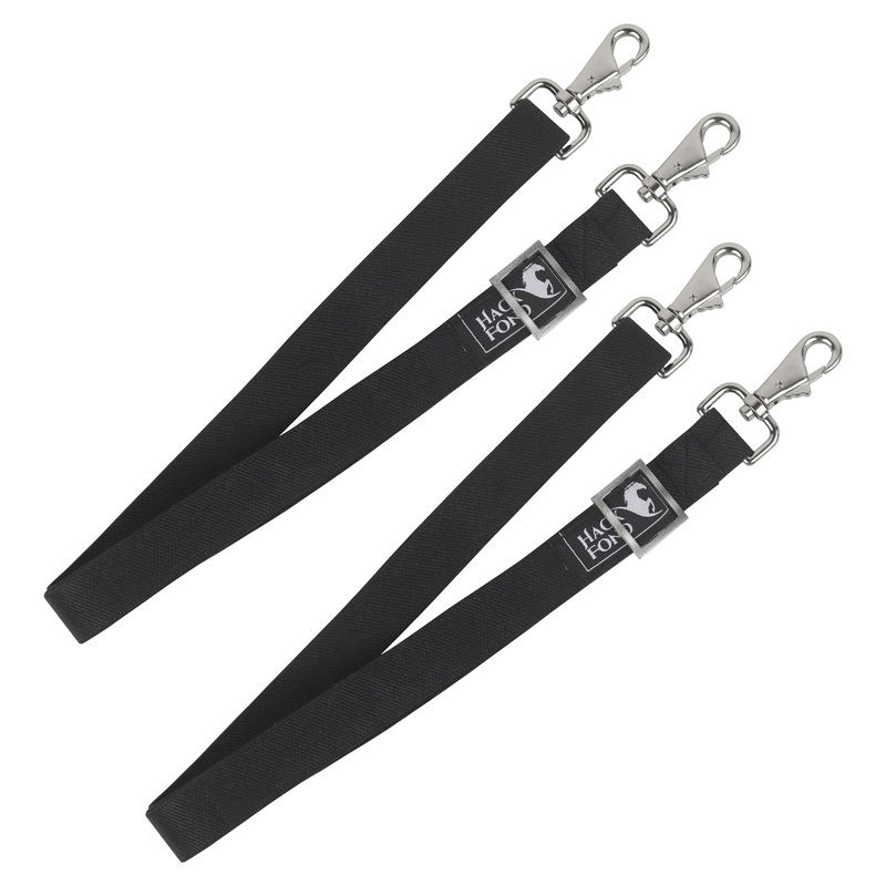 Horse Blanket Replacement 2 pcs Leg Straps, Blanket Sheet Stretchy Straps, Elastic Leg Straps with Double Swivel Snaps, Adjustable Length from 28 to 48 Inch Black