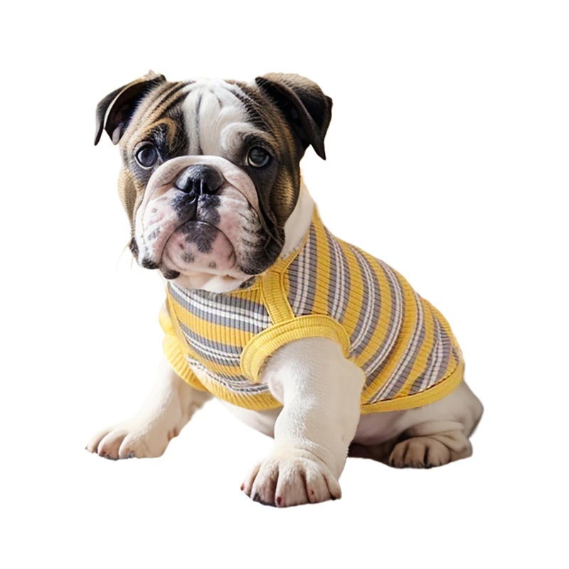 JcDuDoi Small Dog T-Shirt,Light Weight Stretchy Striped Dog Clothes,Breathable Soft Sleeveless Dog Costume for Girl Boy Puppy, Chihuahua Yorkie Pet Pullover Outfit Cat Vest (Yellow, Small) Yellow