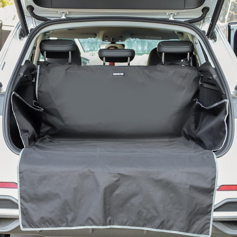 Llamas SUV Cargo Liner for Dogs Waterproof Anti-Slip Prevent Scratch Dog Seat Cover Mat with Bumper Flap Protector Protects Against Dirt & Fur Universal Fit (Black) with Storage Bags