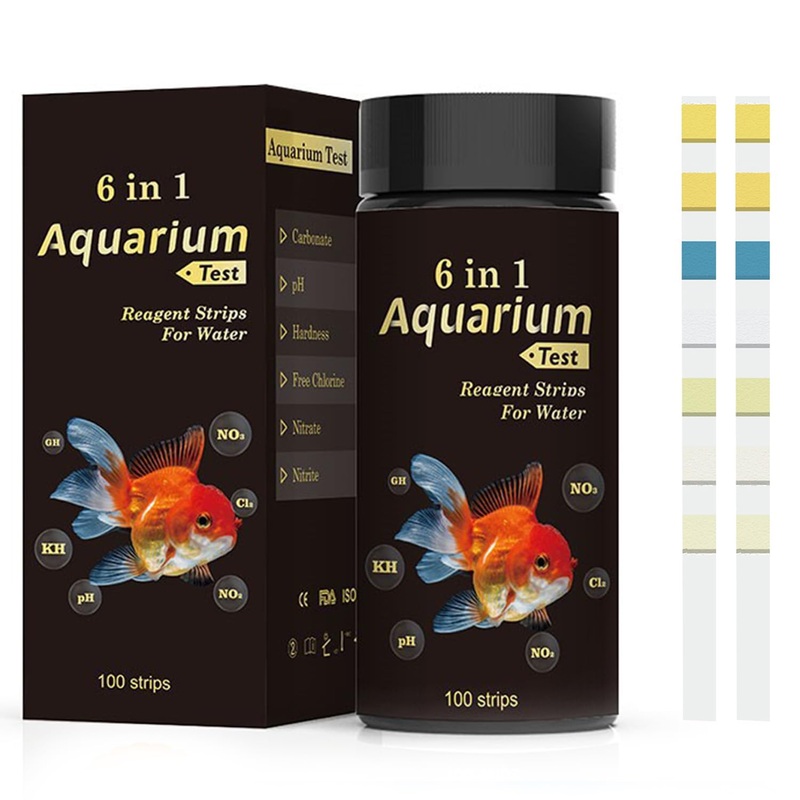 MADSUR 6 in 1 Aquarium Test Strips Fast & Accurate Water Quality Testing Strips for Freshwater Saltwater,Pond Fish Tank Test Strips for PH,Carbonate,Hardness,Residual Chlorine,Nitrate,Nitrite 50pcs 50