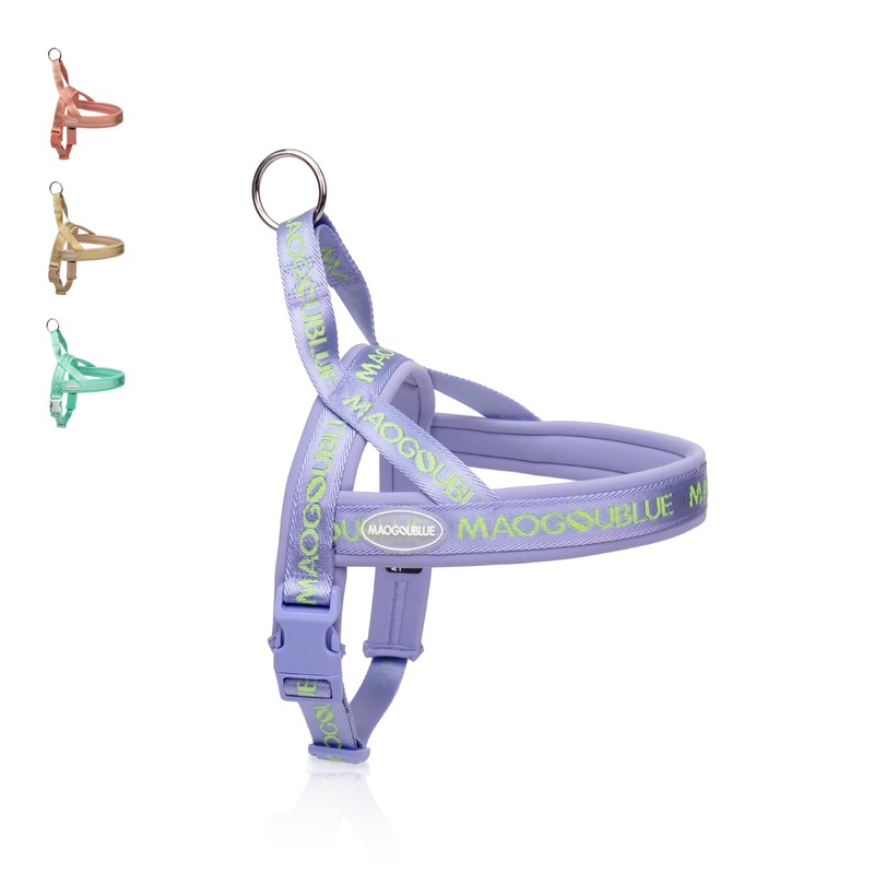Maogoublue Escape-Proof Dog Harness with No-Choke Comfortable Lycra Fabric Vest and Quick-Release Buckle Easy Control Handle for Large Dogs, Easy for Training Walking (Purple, L) Purple