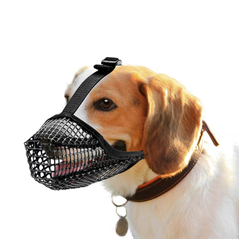 Ohcozzy Soft Mesh Dog Muzzle Wont Contact Nose for Small Medium Large Dogs, Allows Panting and Drinking(M,Black)