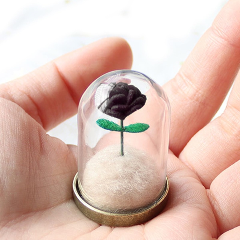 Pet Hair Memorial Bottle with Black Rose, Dog Cat Fur DIY Memorial Keepsake, Dog Ashes Keepsake, Pet Urns for Dogs, Dog Urns for Ashes Small, Small Pet Urn for Cat Fur Memorial Gifts (Black)