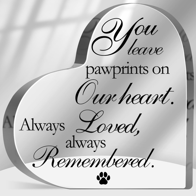 Pet Loss Memorial Gifts – Heart Shaped Memorial Acrylic Sign,Bereavement Remembrance Gifts for Loss of Dog Cat, Sympathy Condolence Gifts Table Desk Shelf Decor Plaque