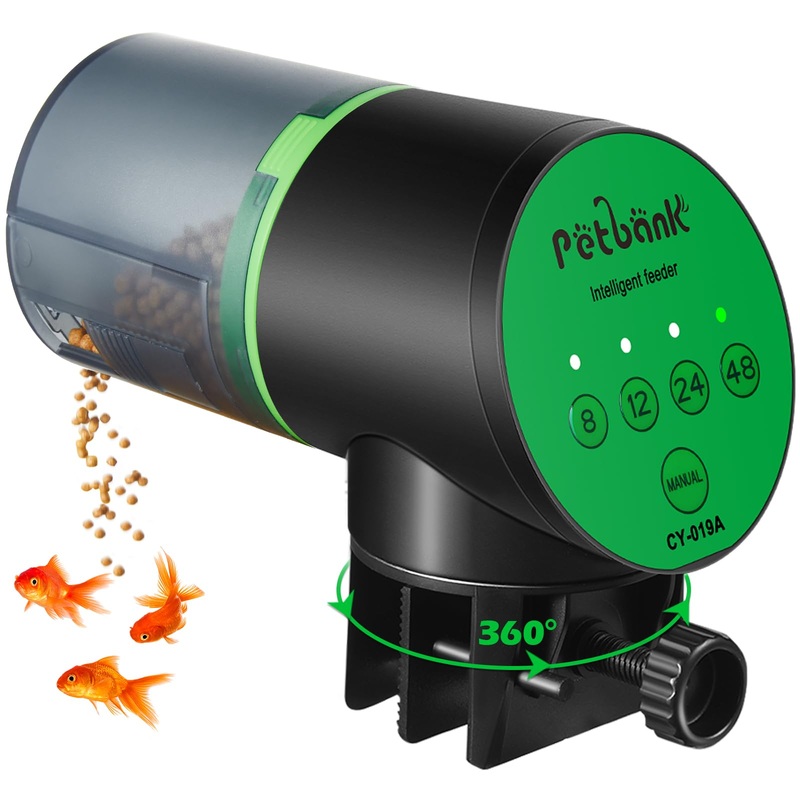 Petbank Automatic Fish Feeder for Aquarium – Auto Fish Food Dispenser Battery Operated Vacation Timer Fish Feeder Automatic Dispenser with 2 AAA Batteries Included CY-019A